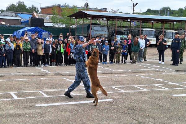 Работники УФСИН из конкретного региона вместе со своими животными устроили для детей из Смоленска показательные выступления