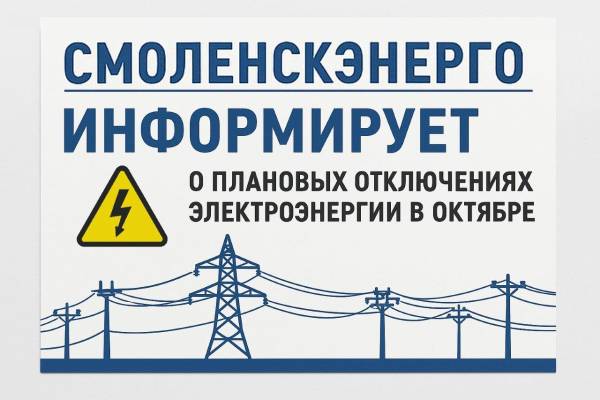 Плановые отключения электроэнергии в Смоленской области в октябре 2025 года