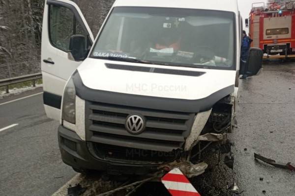 В Вяземском районе Смоленской области минивэн врезался в ограждение