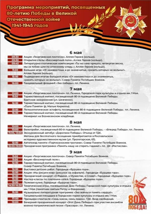 План празднования 80-летия Победы