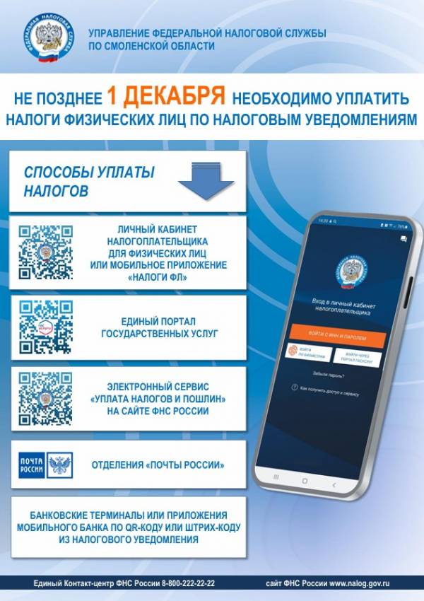 Оплата налогов на имущество в Рославле: сроки и способы