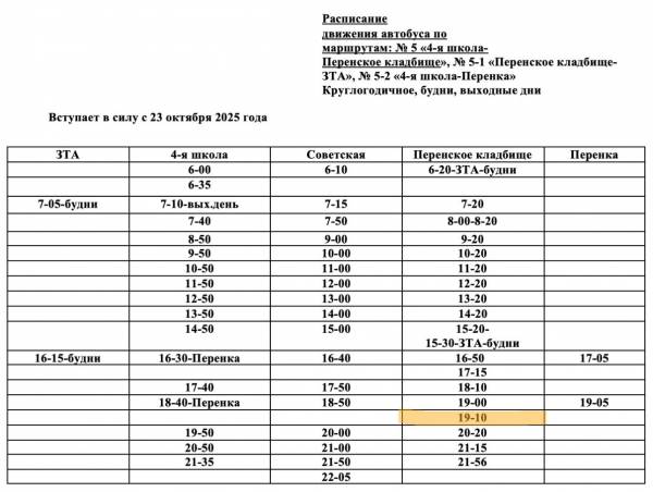 Изменения в расписании маршрута №5 компании  Изменения в расписании маршрута №5 компании