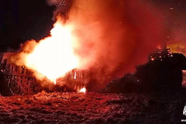 Пожар в деревне Лешно: оперативное реагирование и подозрение на поджог