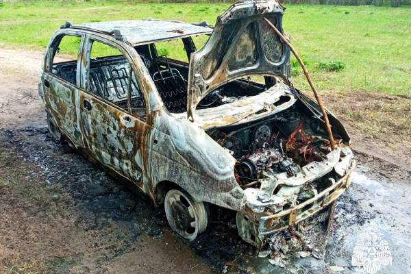 В Демидовском районе произошло возгорание автомобиля Daewoo Matiz во время движения