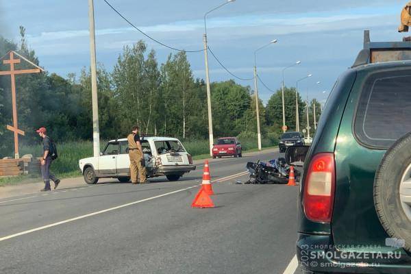 В районе Гнездова случилось ДТП с участием мотоциклиста